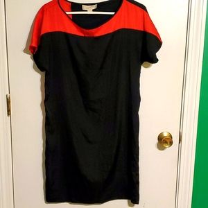 Michael Kors S red and black color block silky mid dress